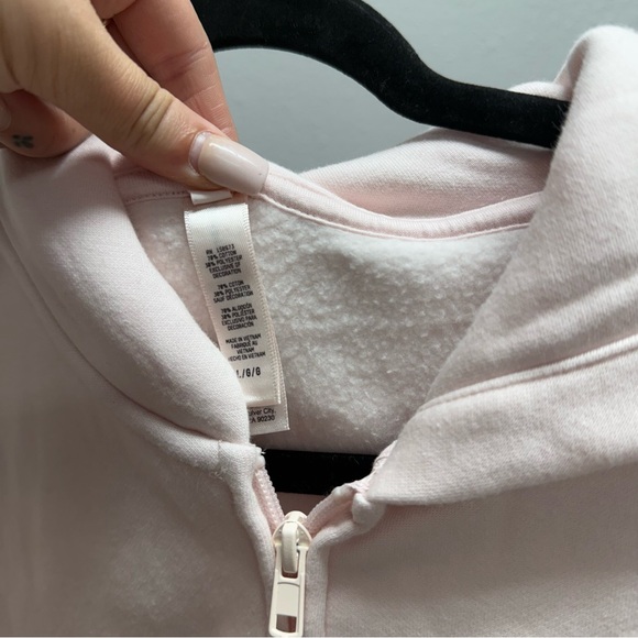 SKIMS Skims Cotton Fleece Classic Zip Up Hoodie in Barely Pink - Picture 3 of 4